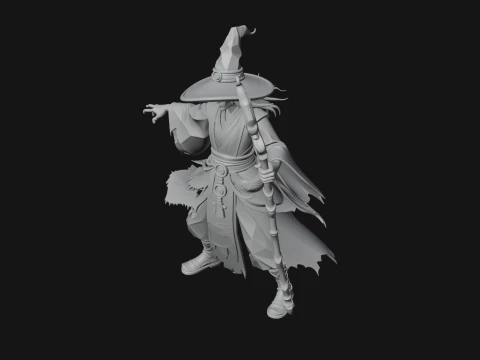 Witch Hat Sorcerer Statue Design 2 - 3D Print Model 3D Print Model