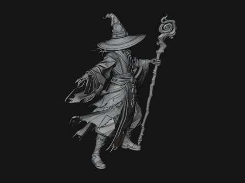 Witch Hat Sorcerer Statue Design 2 - 3D Print Model 3D Print Model