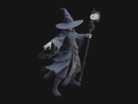 Witch Hat Sorcerer Statue Design 2 - 3D Print Model 3D Baskı Modeli