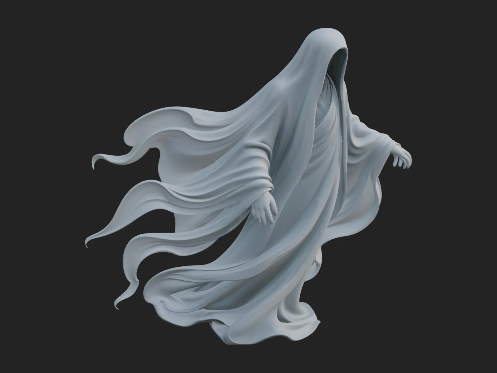Floating Ghost Statue Design 2 - 3D Print Model 3D Print Model .c4d .max .obj .3ds .fbx .stl .blend 