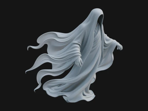 Floating Ghost Statue Design 2 - 3D Print Model Modèles 3D en vedette