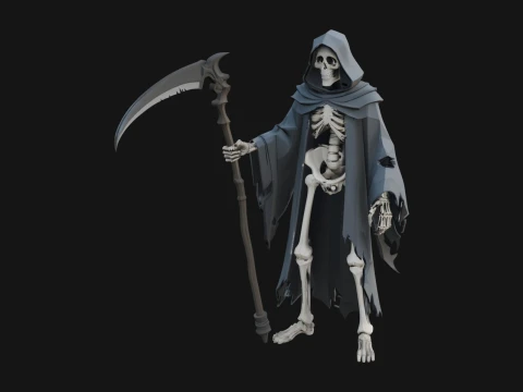 Hooded Skeleton Reaper Statue Design 10 - 3D Print Model 3D printmodel