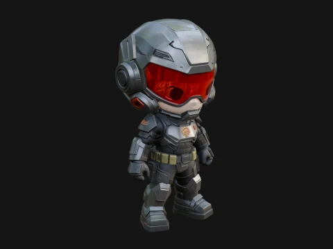 Chibi Mech Robot Statue Design 8 - 3D Print Model Model do druku 3D
