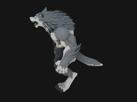 Standing Werewolf Statue Design 3 - 3D Print Model 3D Print Model