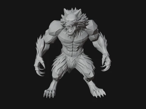 Standing Werewolf Statue Design 3 - 3D Print Model 3D Print Model