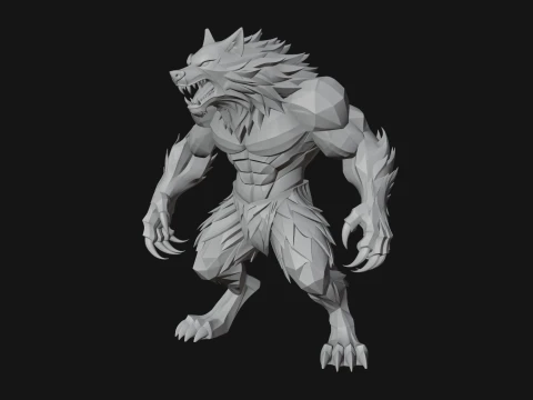 Standing Werewolf Statue Design 3 - 3D Print Model 3D Print Model