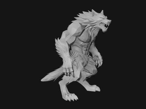 Standing Werewolf Statue Design 3 - 3D Print Model 3D Print Model