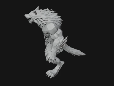 Standing Werewolf Statue Design 3 - 3D Print Model 3D Print Model