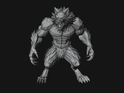 Standing Werewolf Statue Design 3 - 3D Print Model 3D Print Model