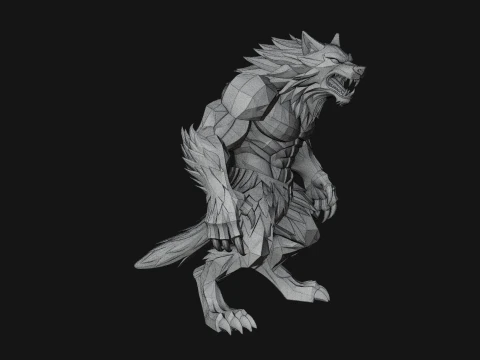 Standing Werewolf Statue Design 3 - 3D Print Model 3D Print Model
