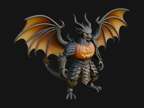Winged Dragon Demon Statue Design 10 - 3D Print Model 3D 打印模型