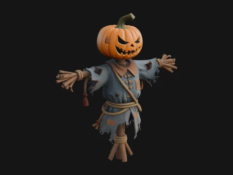 Pumpkin Scarecrow Statue Design 9 - 3D Print Model 3D Print Model