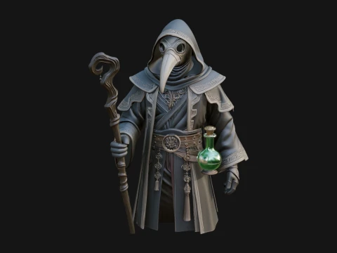 Plague Doctor Statue Design 2 - 3D Print Model 3D Print Model
