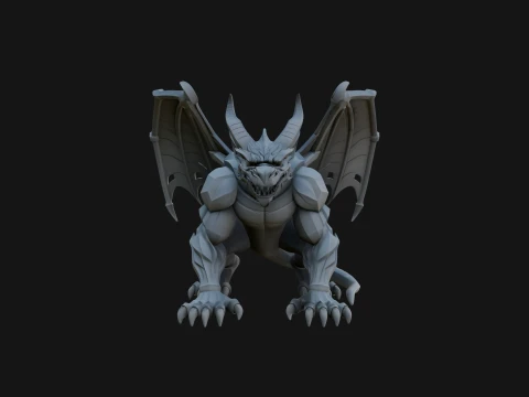 Winged Dragon Statue Design 9 - 3D Print Model Modelo de Impressão 3D