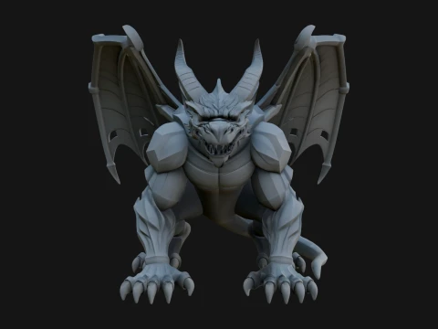 Winged Dragon Statue Design 9 - 3D Print Model 3D Druckmodell