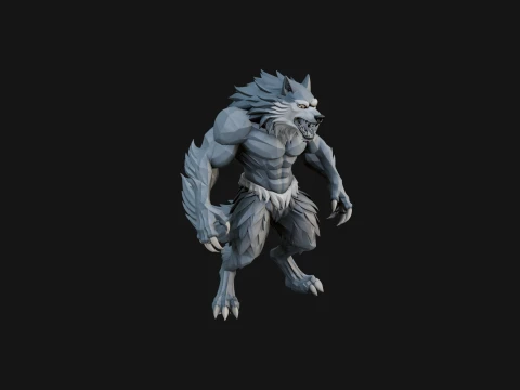 Standing Werewolf Statue Design 4 - 3D Print Model 3D Print Model
