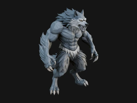 Standing Werewolf Statue Design 4 - 3D Print Model 3D Baskı Modeli