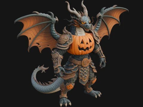 Winged Dragon Demon Statue Design 11 - 3D Print Model 3D 打印模型