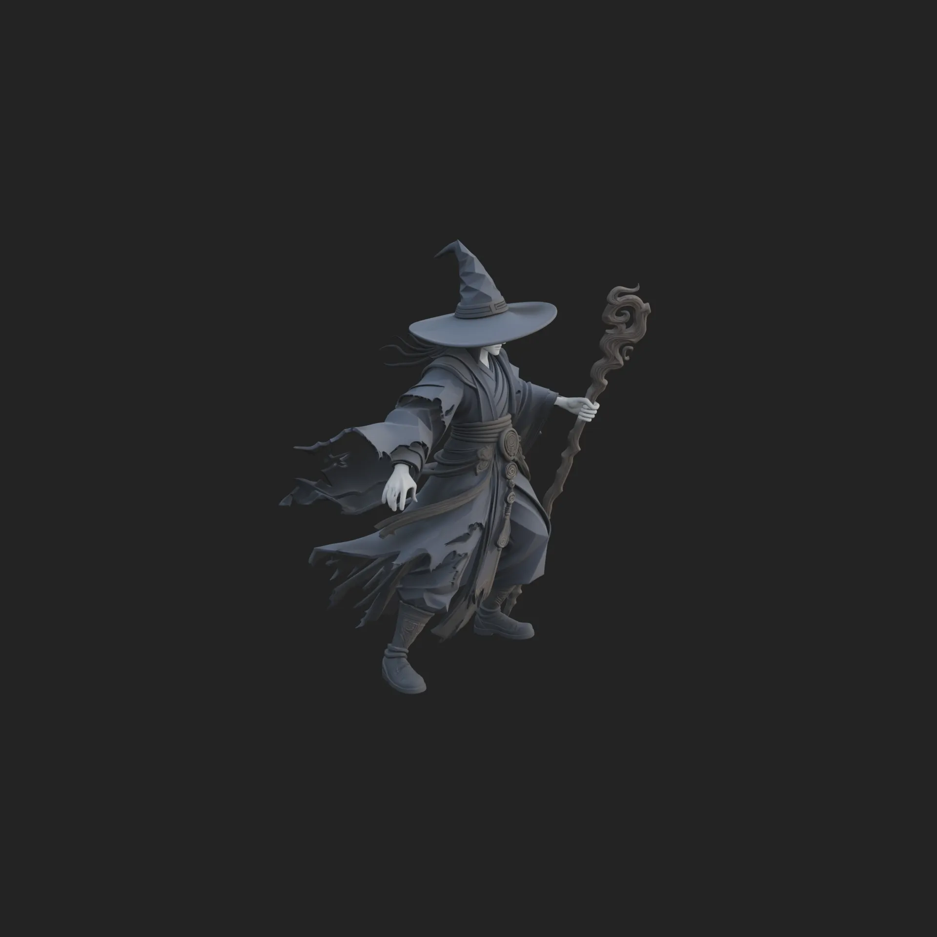 Witch Hat Sorcerer Statue Design 3 - 3D Print Model 3D Print Model .c4d .max .obj .3ds .fbx .stl .blend 
