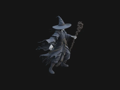 Witch Hat Sorcerer Statue Design 3 - 3D Print Model 3D Print Model