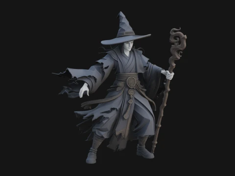 Witch Hat Sorcerer Statue Design 3 - 3D Print Model 3D Print Model