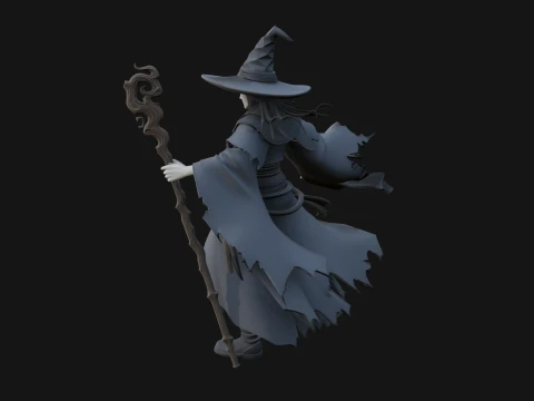 Witch Hat Sorcerer Statue Design 3 - 3D Print Model 3D Print Model