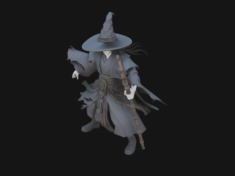 Witch Hat Sorcerer Statue Design 3 - 3D Print Model 3D Print Model