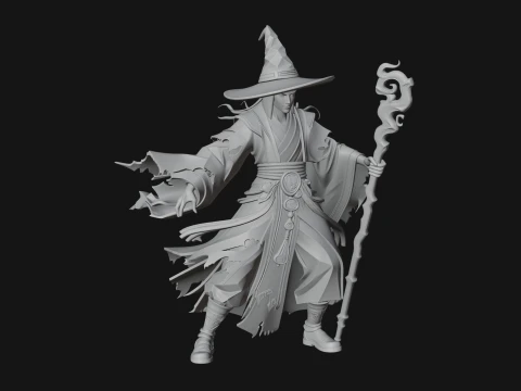 Witch Hat Sorcerer Statue Design 3 - 3D Print Model 3D Print Model