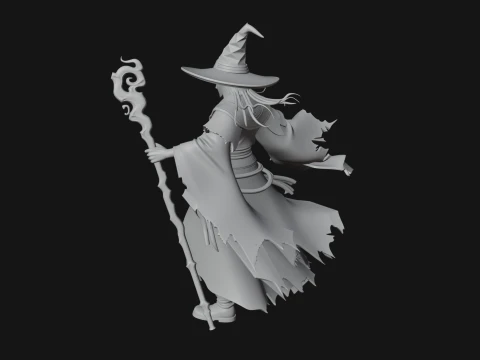 Witch Hat Sorcerer Statue Design 3 - 3D Print Model 3D Print Model