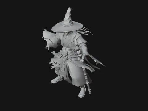 Witch Hat Sorcerer Statue Design 3 - 3D Print Model 3D Print Model