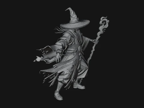 Witch Hat Sorcerer Statue Design 3 - 3D Print Model 3D Print Model