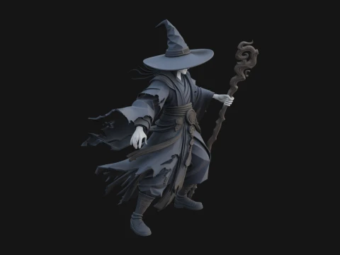 Witch Hat Sorcerer Statue Design 3 - 3D Print Model 3D Print Model