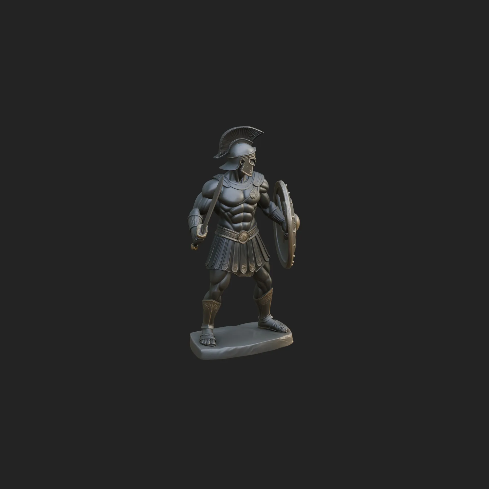 Greek Hoplite Warrior Statue Design 5 - 3D Print Model 3D Print Model .c4d .max .obj .3ds .fbx .stl .blend 