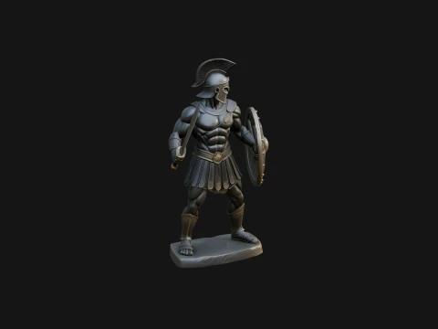 Greek Hoplite Warrior Statue Design 5 - 3D Print Model 3D Print Model