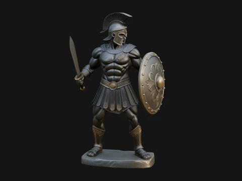 Greek Hoplite Warrior Statue Design 5 - 3D Print Model 3D Print Model