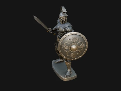 Greek Hoplite Warrior Statue Design 5 - 3D Print Model 3D Print Model
