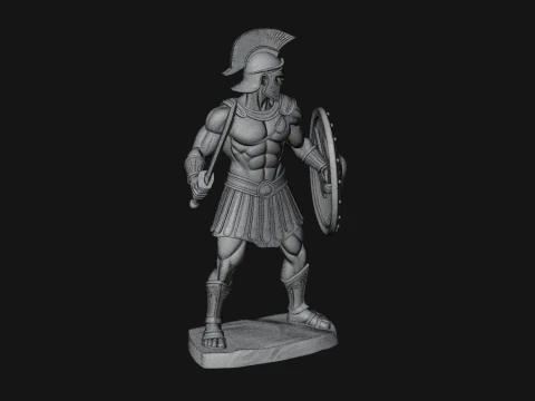 Greek Hoplite Warrior Statue Design 5 - 3D Print Model 3D Print Model