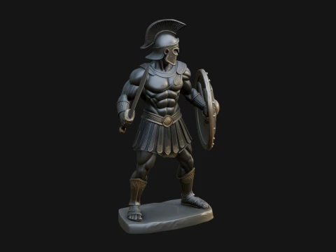 Greek Hoplite Warrior Statue Design 5 - 3D Print Model 3D Print Model