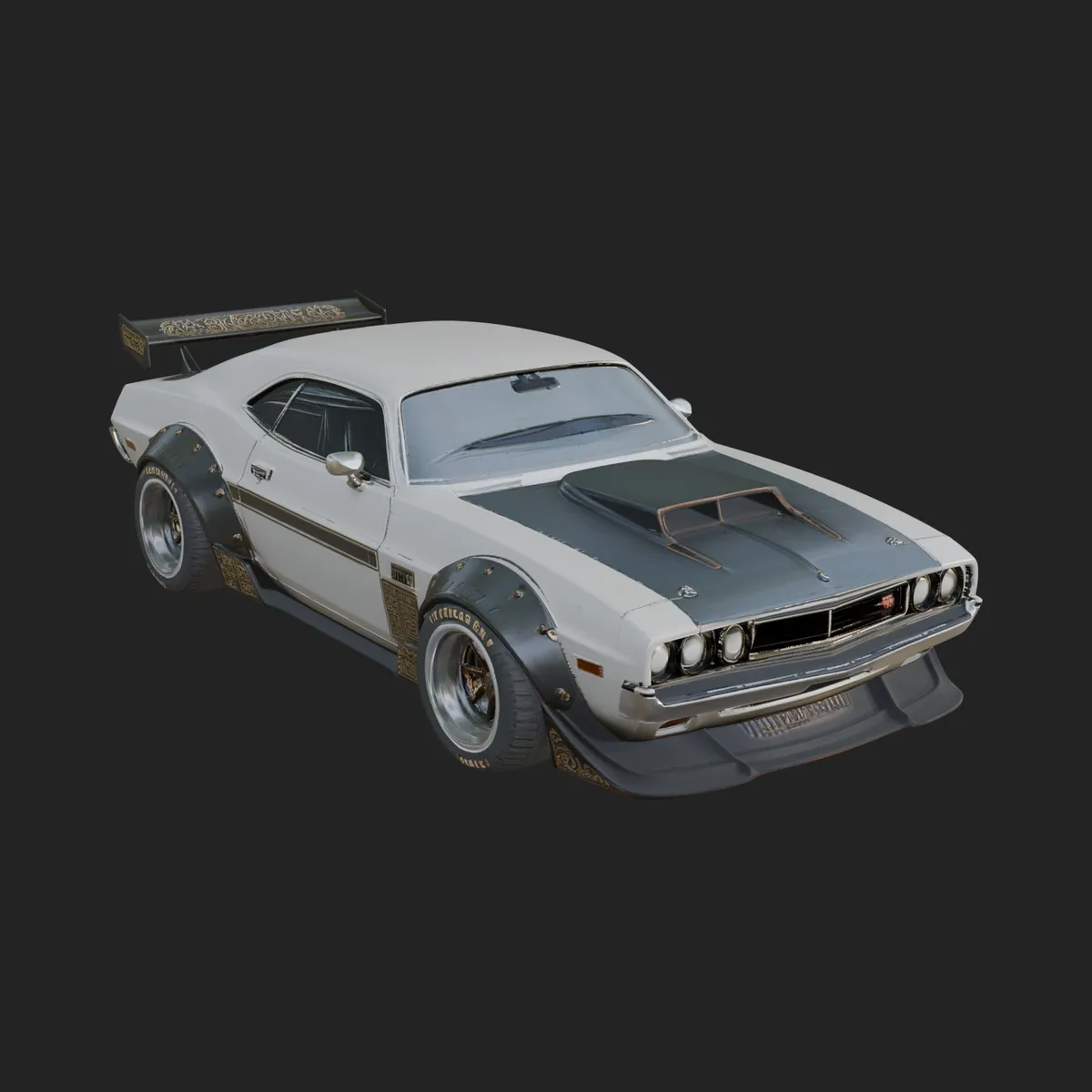 Classic Muscle Car Model Design 16 - 3D Print Model 3D Print Model .c4d .max .obj .3ds .fbx .stl .blend 