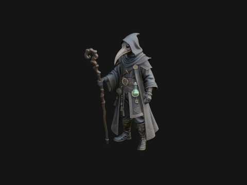 Plague Doctor Statue Design 4 - 3D Print Model Model Cetak 3D
