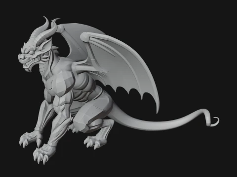 Winged Dragon Statue Design 10 - 3D Print Model 3D Print Model