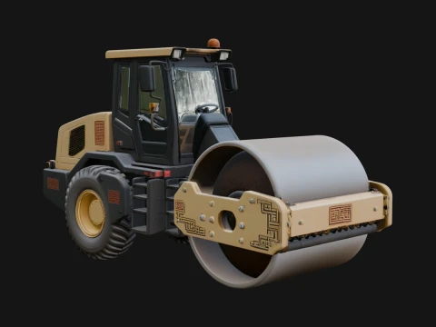 Road Roller Model Design 1 - 3D Print Model Modèles 3D en vedette