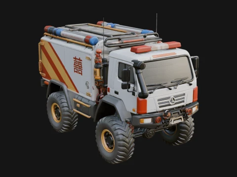 Rescue Truck Model Design 1 - 3D Print Model 3D 프린트 모델