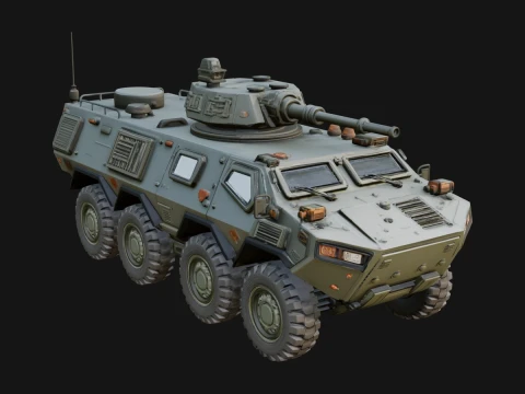 Wheeled Armored Carrier Model Design 2 - 3D Print Model Model Cetak 3D