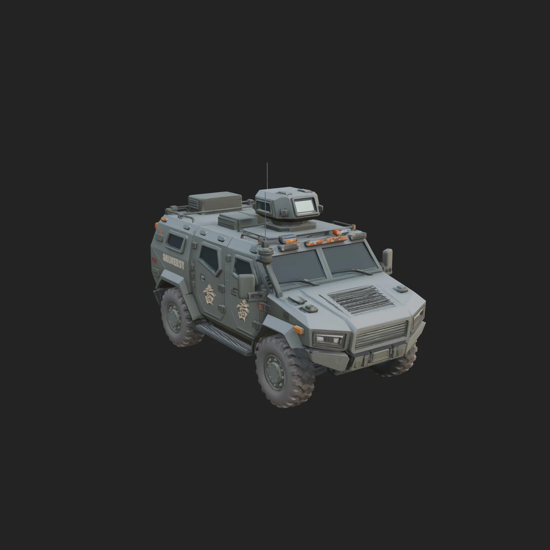 Armored Security Truck Model Design 2 - 3D Print Model 3D Print Model .c4d .max .obj .3ds .fbx .stl .blend 