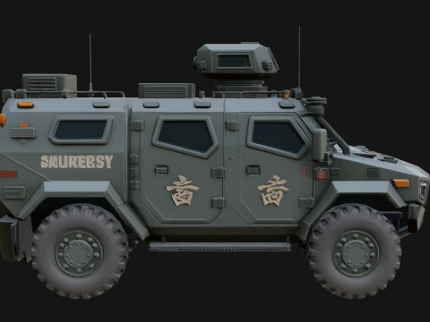 Armored Security Truck Model Design 2 - 3D Print Model 3D Print Model