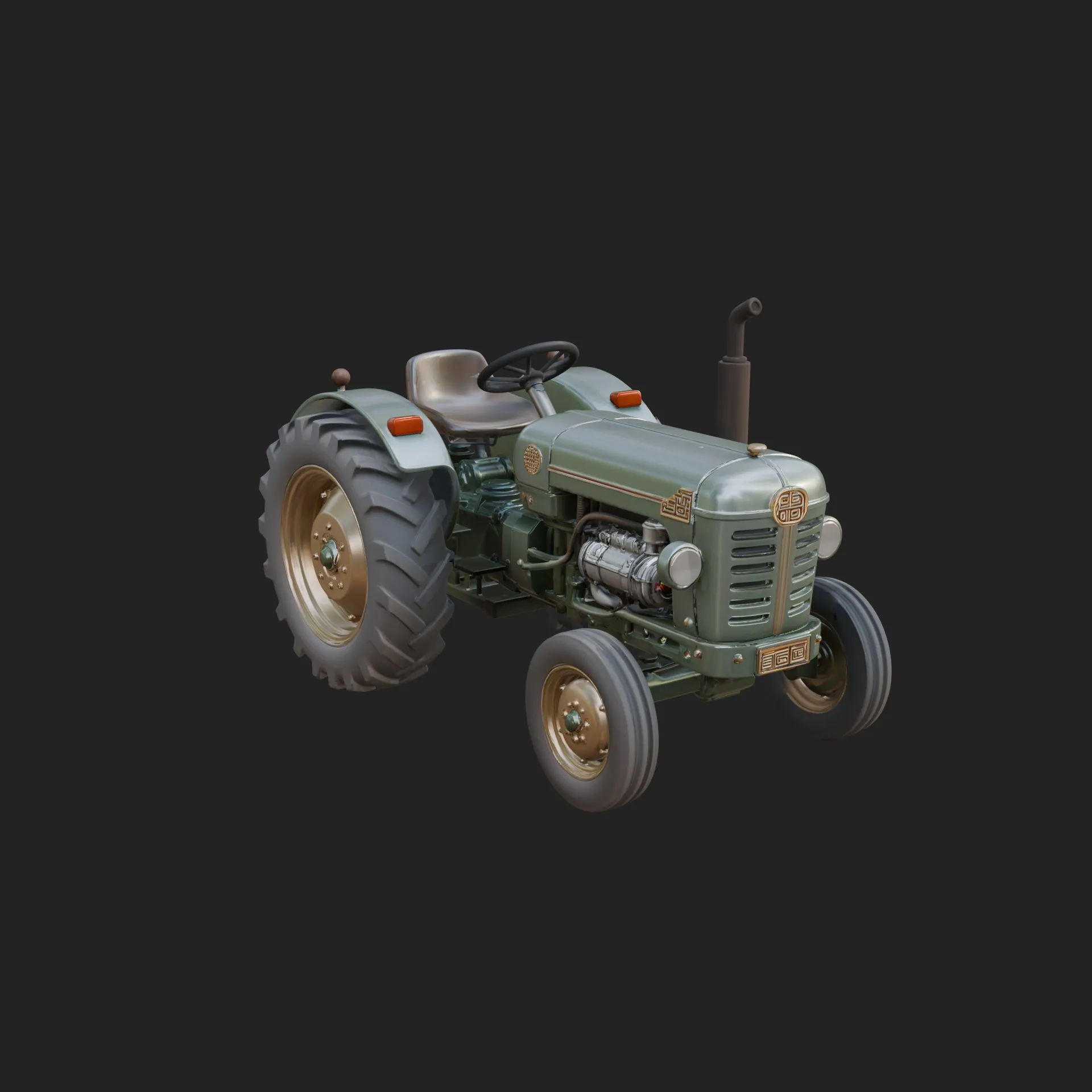 Vintage Tractor Model Design 1 - 3D Print Model 3D Print Model .c4d .max .obj .3ds .fbx .stl .blend 
