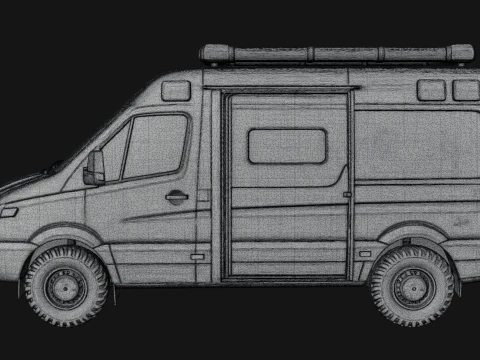 Ambulance Van Model Design 3 - 3D Print Model 3D Print Model
