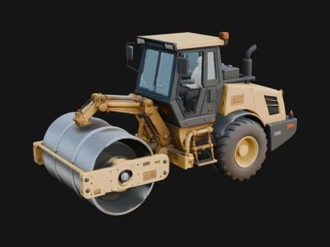 Road Roller Model Design 2 - 3D Print Model Modèles 3D en vedette