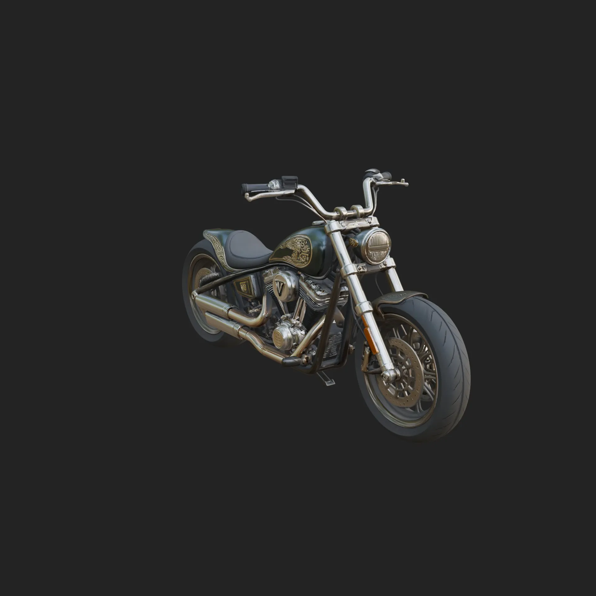 Chopper Motorcycle Model Design 1 - 3D Print Model 3D Принт Модель .c4d .max .obj .3ds .fbx .stl .blend 